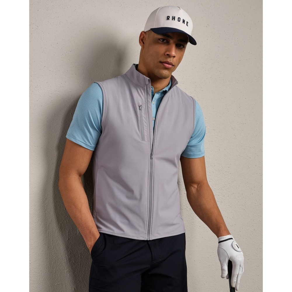 Rhone Long Game Vest Mens S Steel Gray AeroFlex Stretch Golf Full Zip NWT